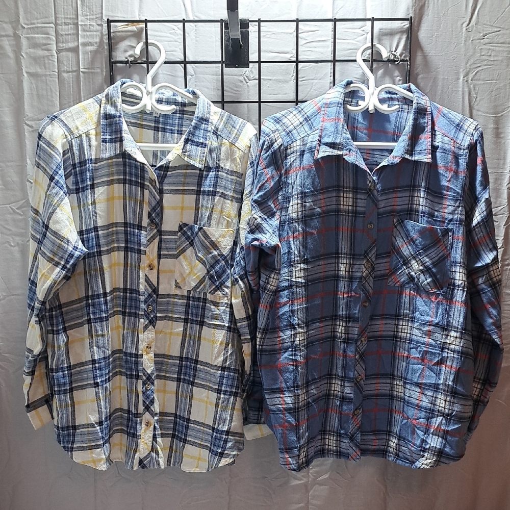Plaid Woman's Shirts - Blue and Yellow And Blue and Red